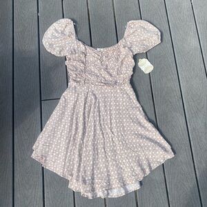 Altar'd State Blush Floral Puff-Sleeve Mini Dress